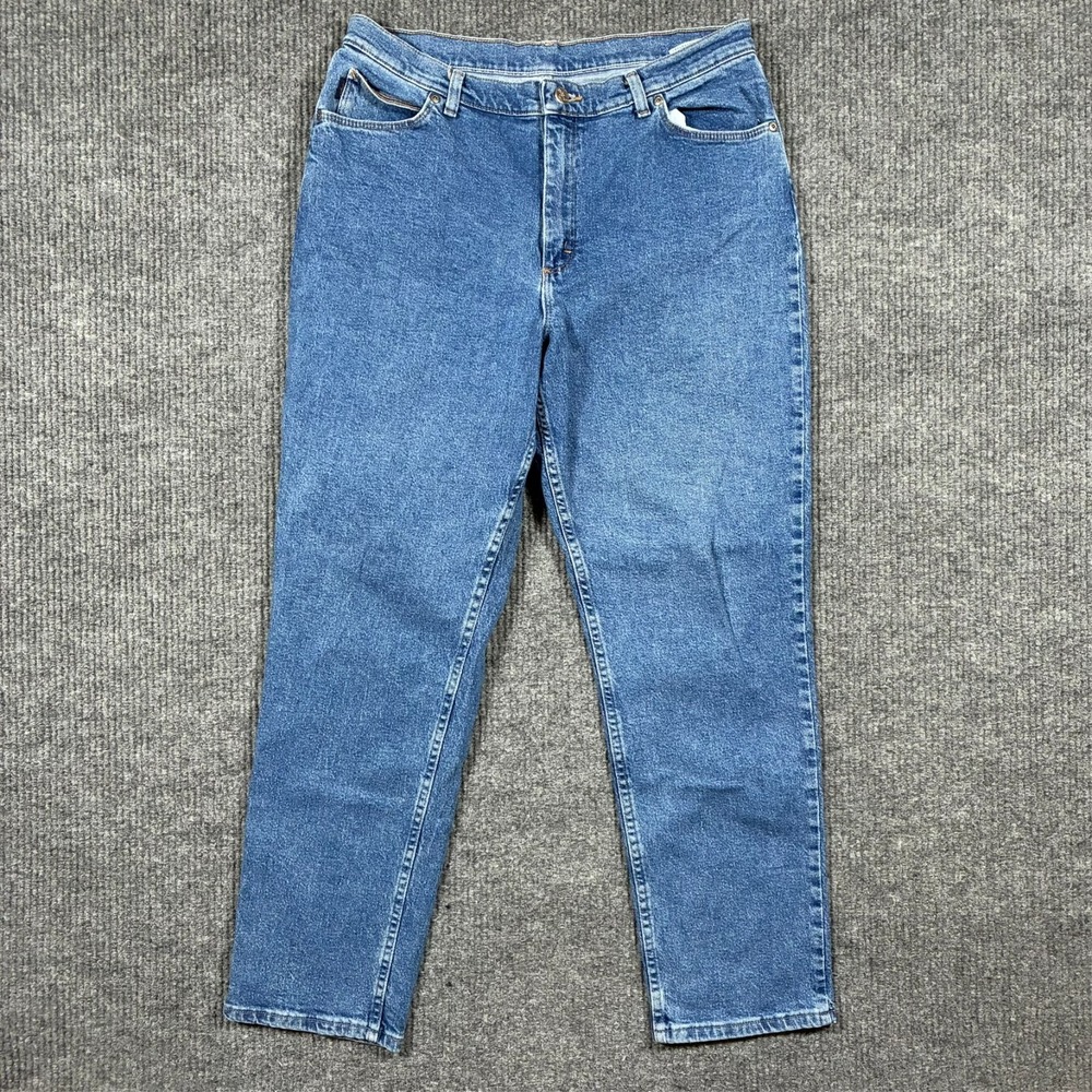 Chic Women Straight Jeans Size 18 Average Blue Denim Stretch High‎ Rise